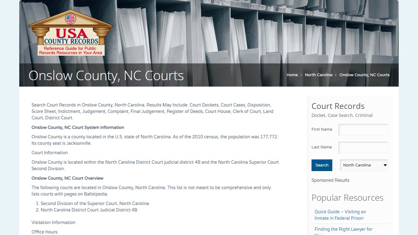 Onslow County, NC Courts | Name Search